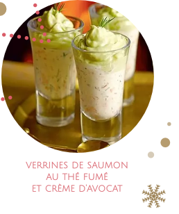 Recette de Verrines de saumon au thé fumé et crème d'avocat